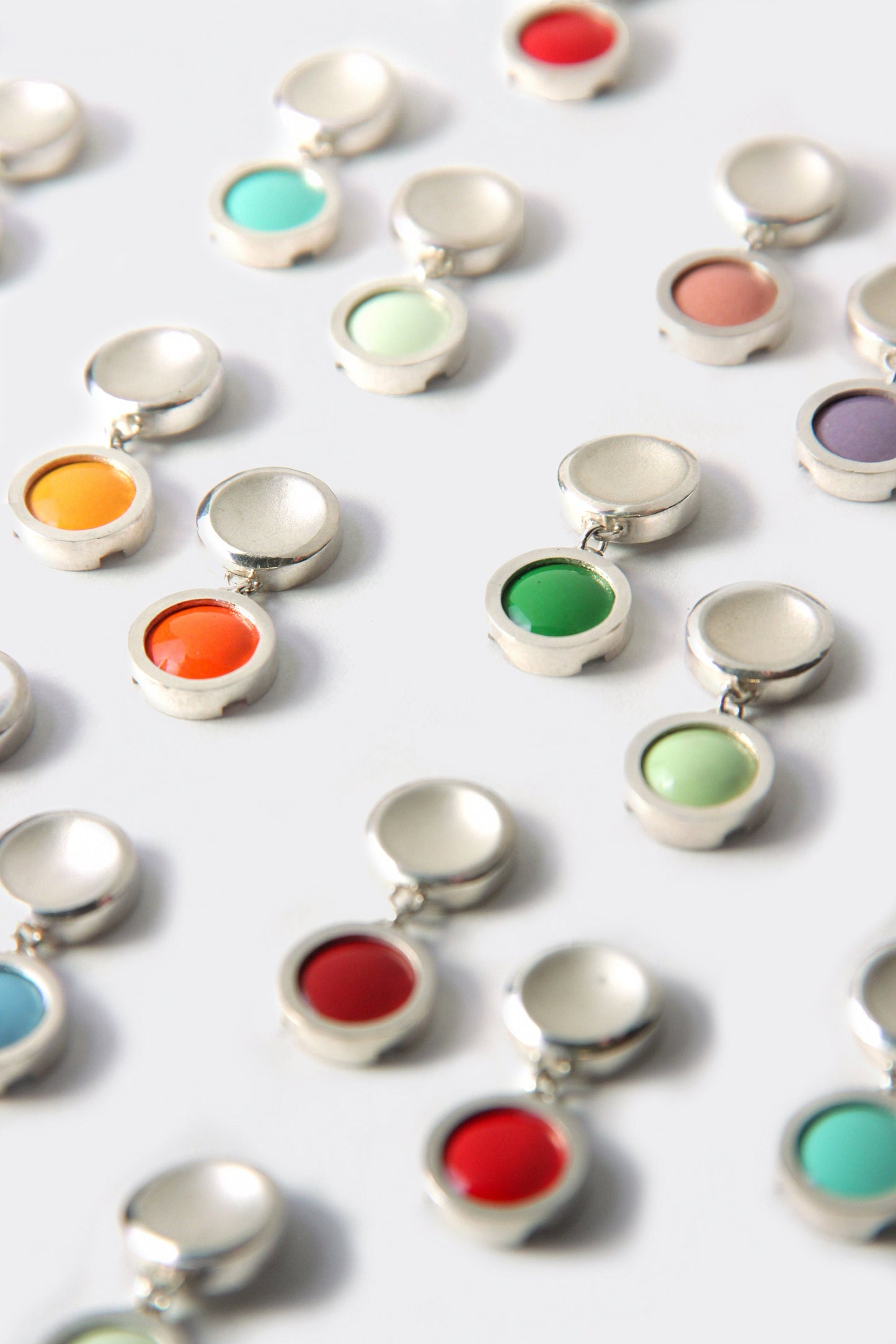Enamel earrings | Everyday drop earrings | Enamel Fine Jewelry |Peppermint dainty earrings | asymmetrical earrings | minimal jewellery