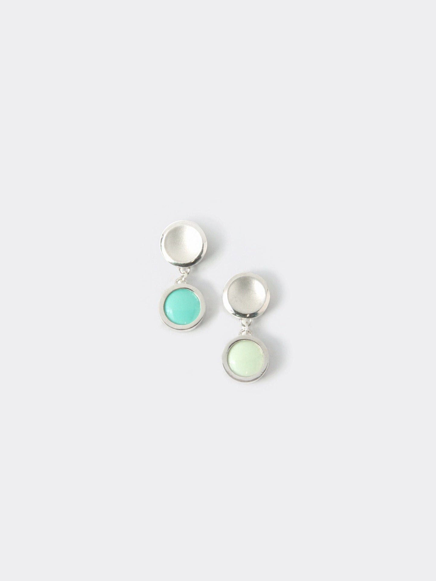 Enamel earrings | Everyday drop earrings | Enamel Fine Jewelry |Peppermint dainty earrings | asymmetrical earrings | minimal jewellery