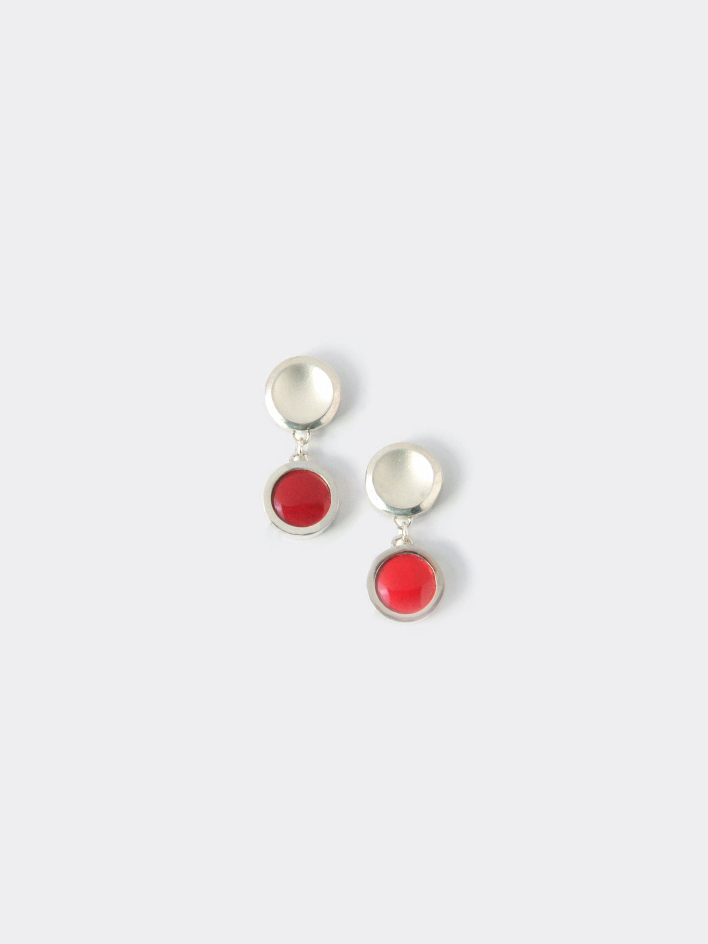Vitreous Enamel Earring | Everyday Drop Earrings| Sterling Silver Earring|Flame Red Dainty Earrings| Asymmetrical Earrings | Minimal Earring