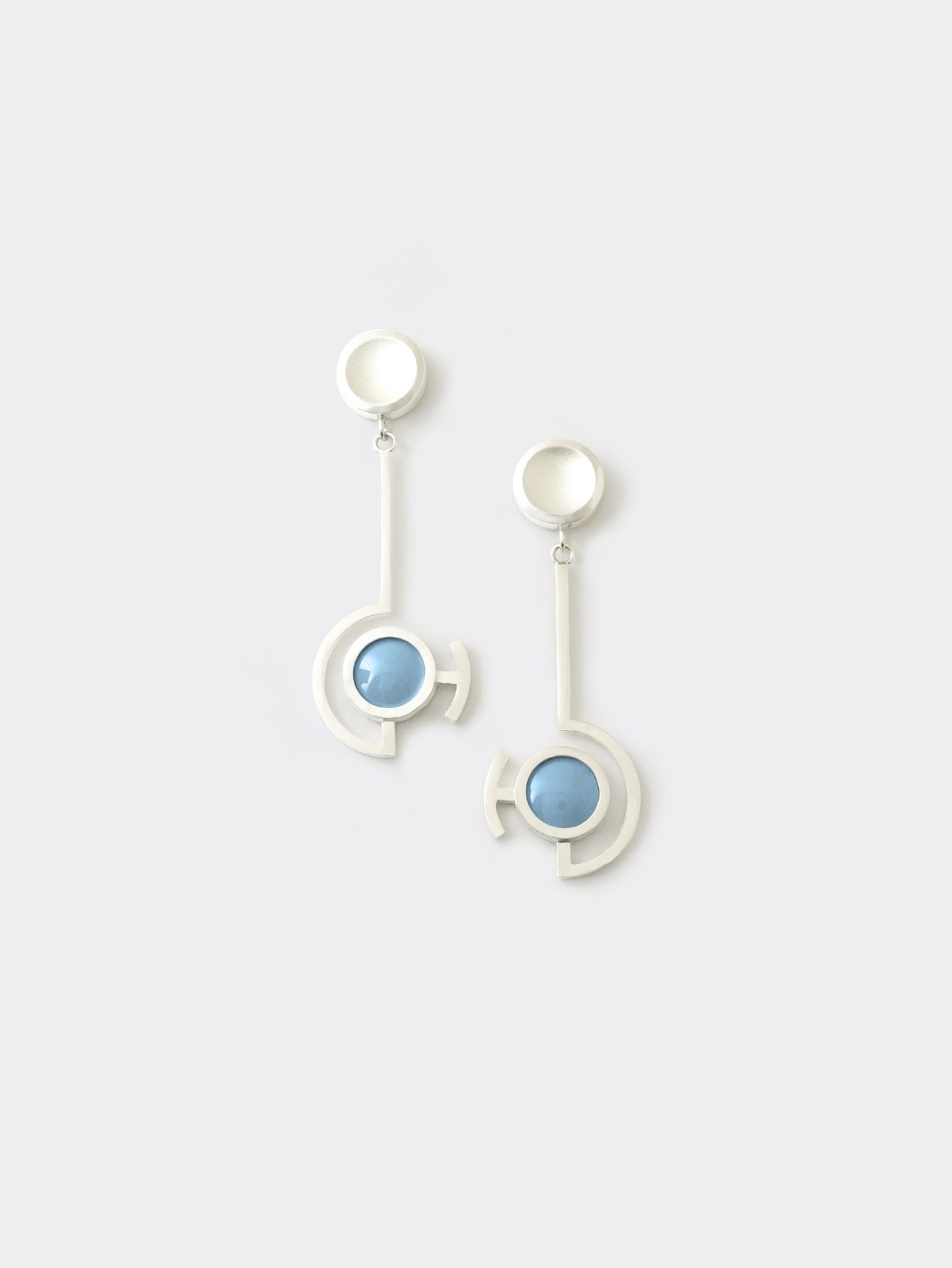 Vitreous Enamel Dangle Earring | Contemporary Earring | Geometric Earring | Sterling Silver Earring | Modern Atlantic Blue Dainty Earring