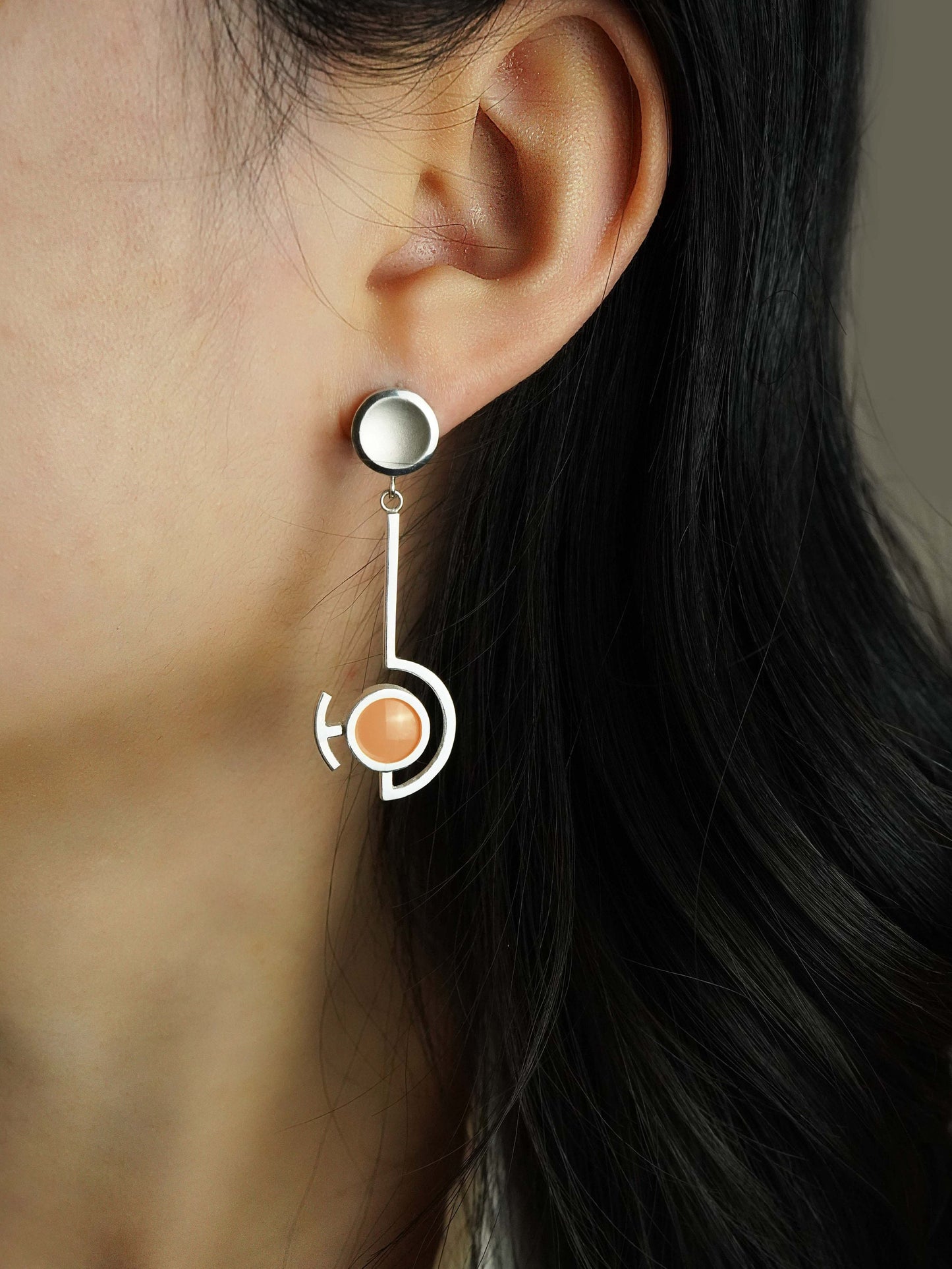 Vitreous Enamel Dangle Earring | Contemporary Earring | Geometric Earring | Sterling Silver Earring | Modern Yellow Dainty Earring