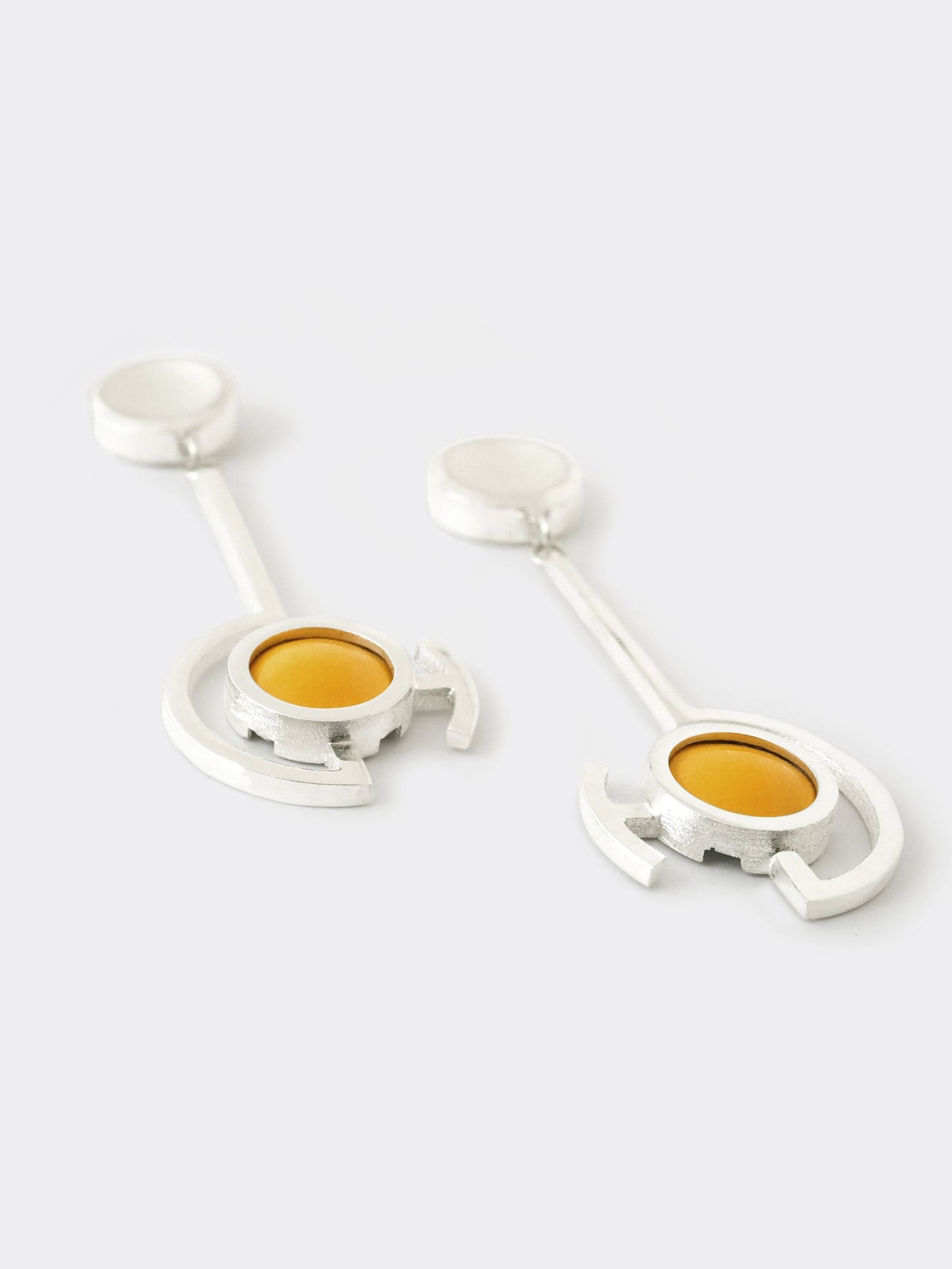 Vitreous Enamel Dangle Earring | Contemporary Earring | Geometric Earring | Sterling Silver Earring | Modern Yellow Dainty Earring