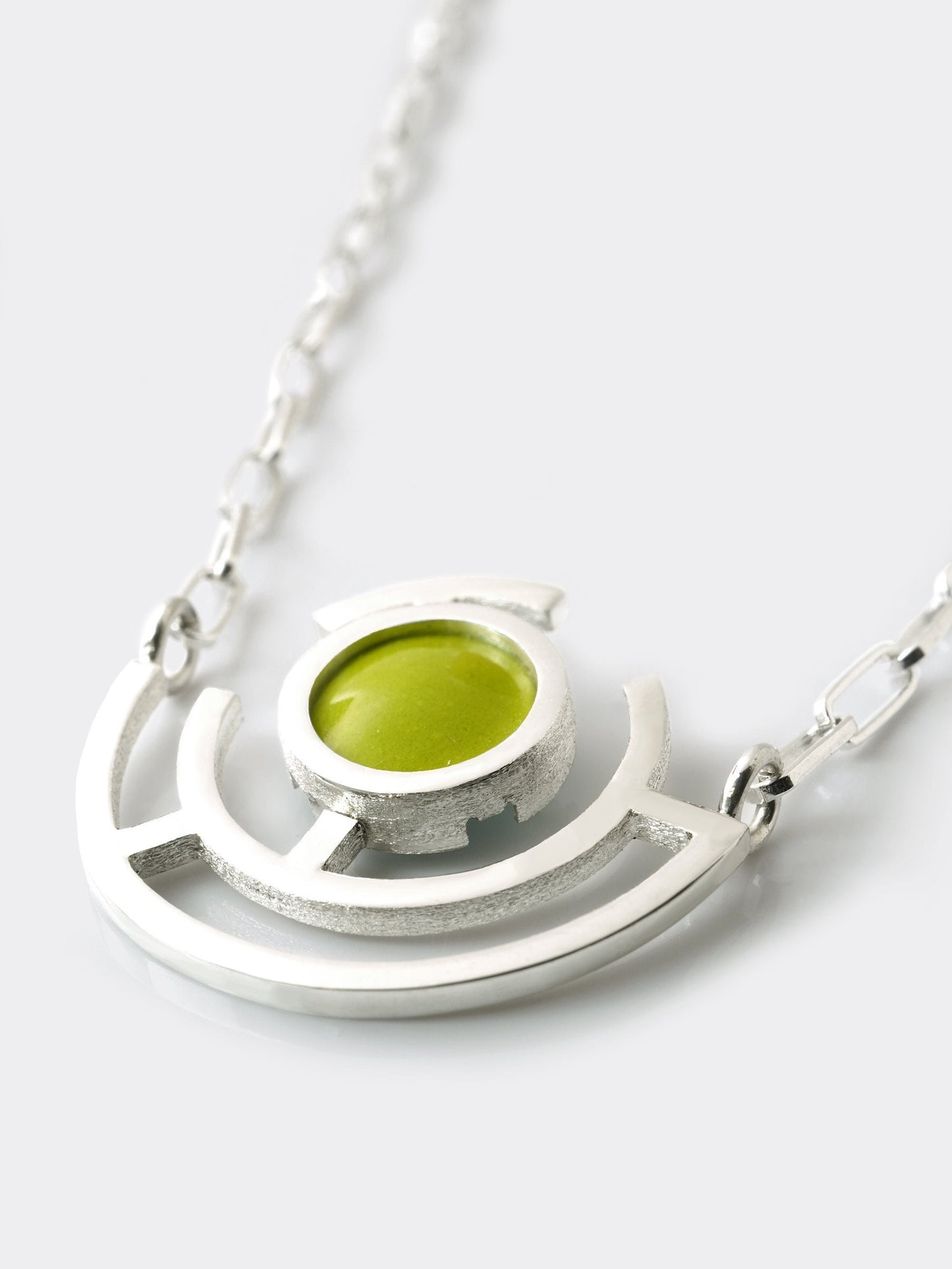 Bitter Green Vitreous Enamel Necklace