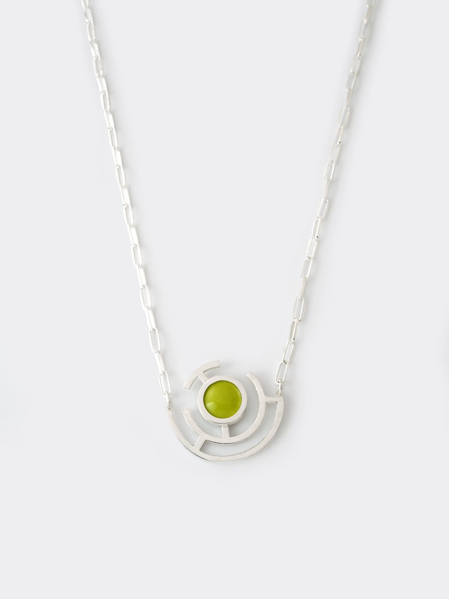 Bitter Green Vitreous Enamel Necklace