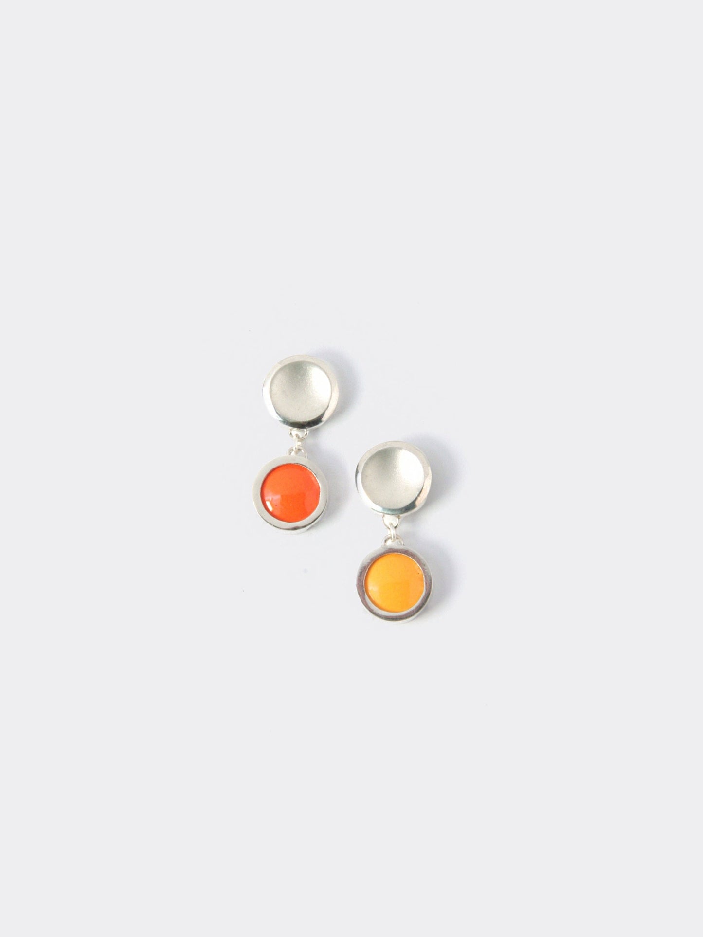 Vitreous Enamel Earring | Everyday Drop Earrings |Sterling Silver Earring |Orange Dainty Earrings | Asymmetrical Earrings | Minimal Earring