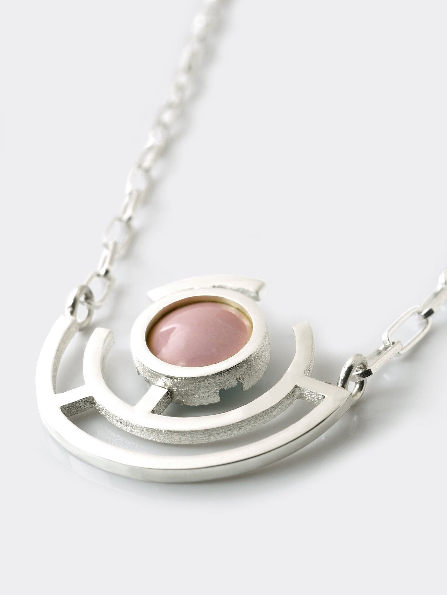 Clover Pink Vitreous Enamel Necklace