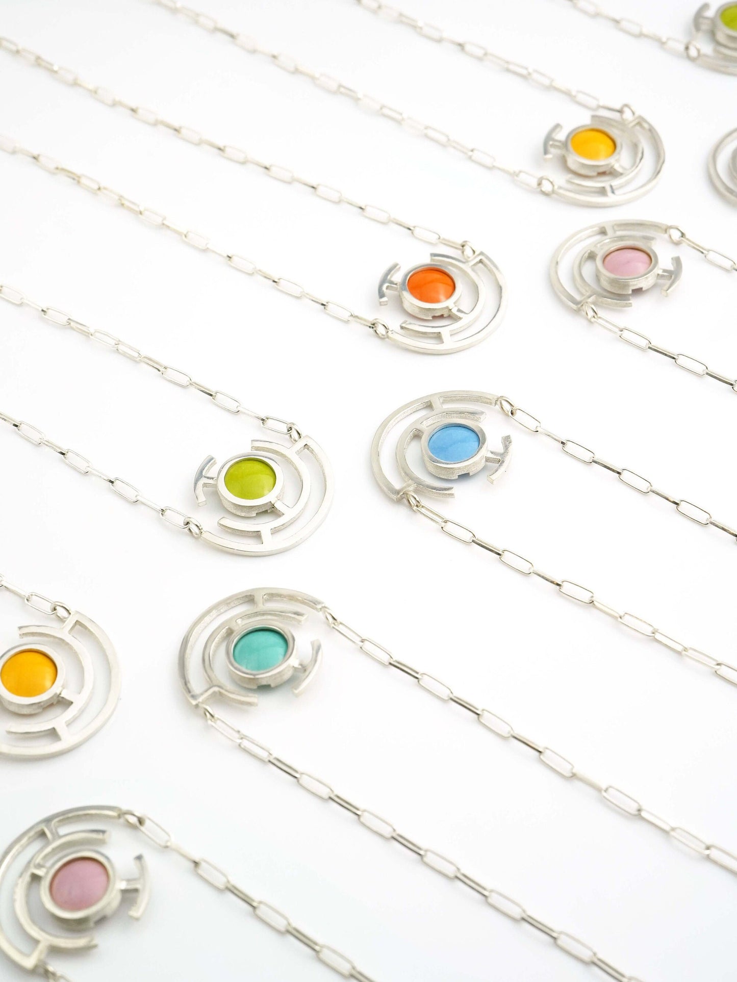 Clover Pink Vitreous Enamel Necklace