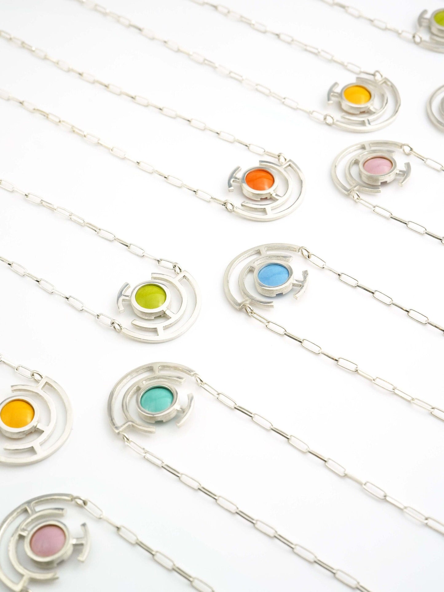 Bitter Green Vitreous Enamel Necklace