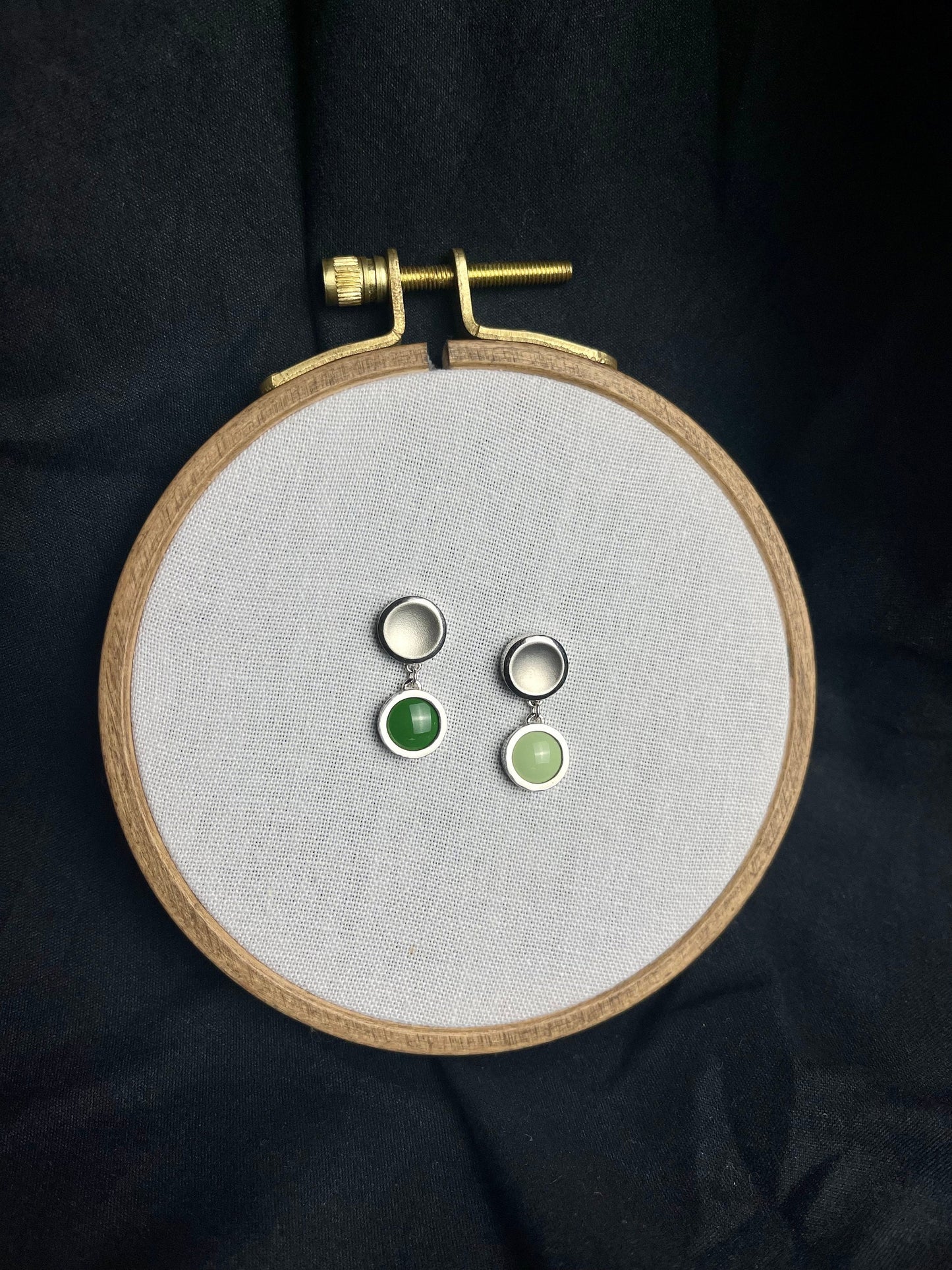 Vitreous Enamel Earring | Everyday Drop Earrings | Sterling Silver Earring|Green Dainty Earrings | Asymmetrical Earrings | Minimal Earring