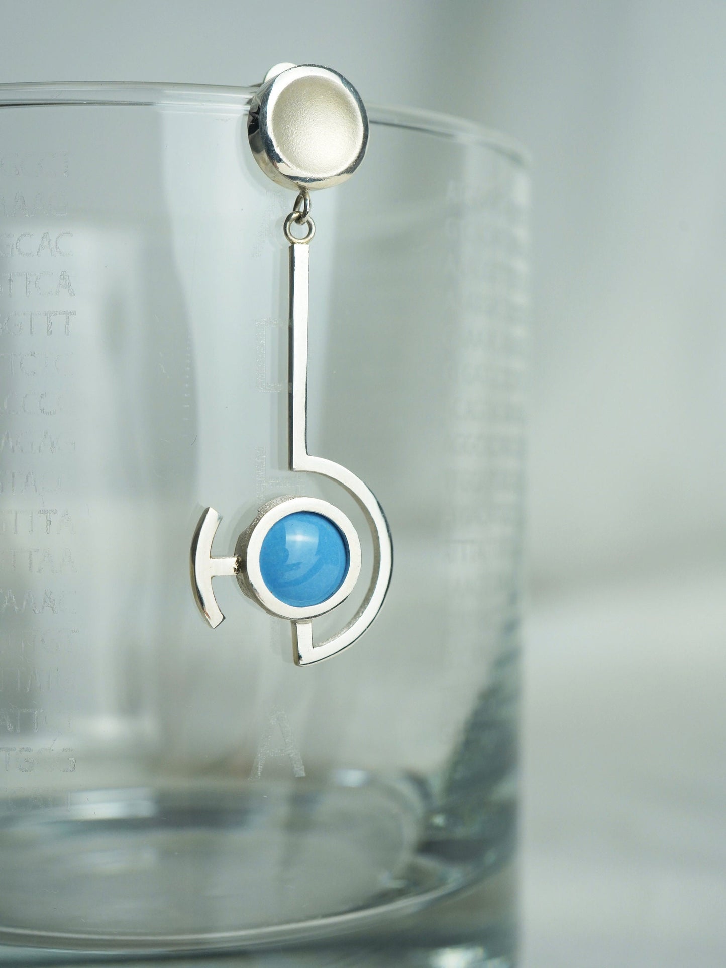 Vitreous Enamel Dangle Earring | Contemporary Earring | Geometric Earring | Sterling Silver Earring | Modern Atlantic Blue Dainty Earring