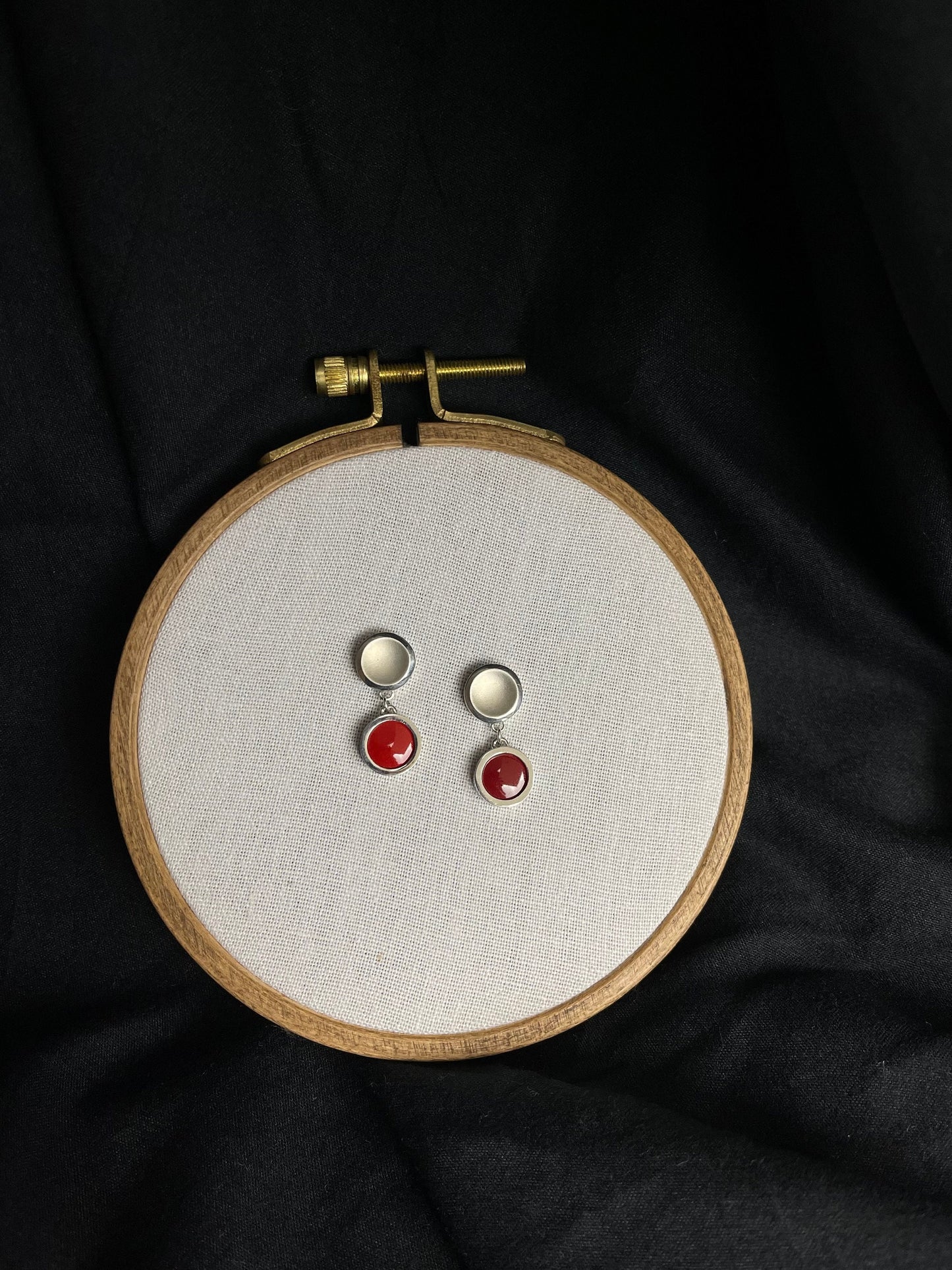 Vitreous Enamel Earring | Everyday Drop Earrings| Sterling Silver Earring|Flame Red Dainty Earrings| Asymmetrical Earrings | Minimal Earring