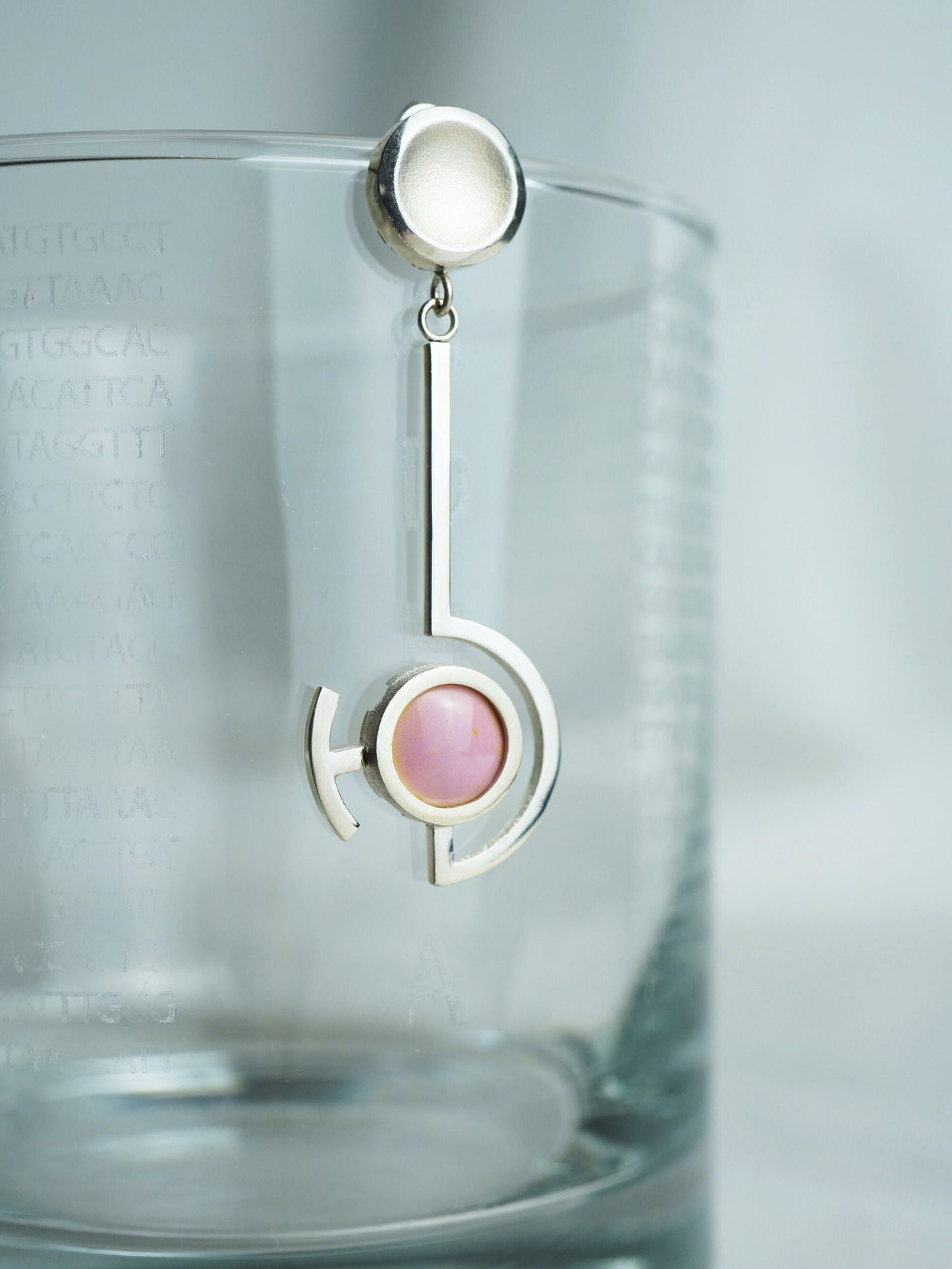 Vitreous Enamel Dangle Earring | Contemporary Earring | Geometric Earring | Sterling Silver Earring | Modern Pink Dainty Earring