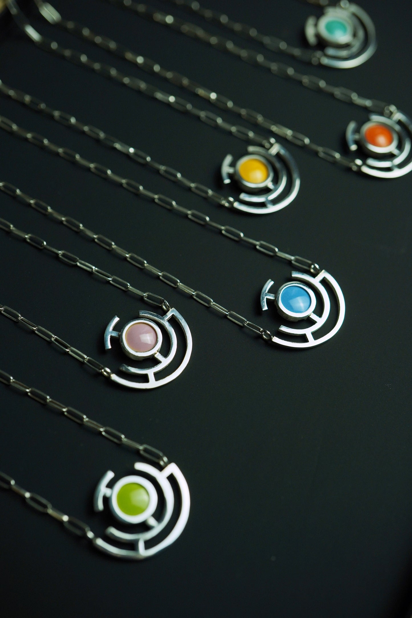 Bitter Green Vitreous Enamel Necklace