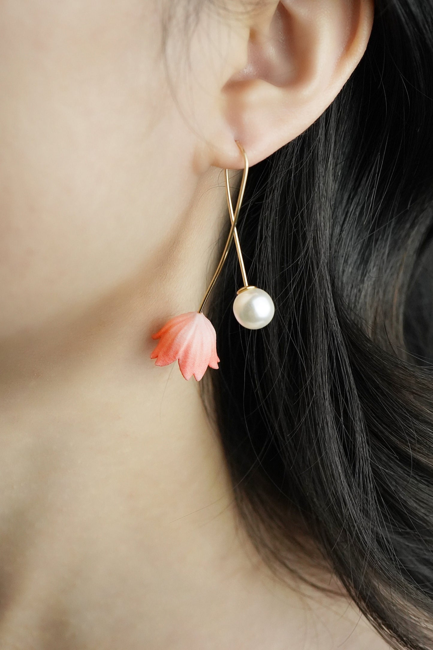Flower Dangle Earring | 3D Printed Jewelry | 14k Gold Filled Earring | Light Weight Earring | Gift For Her | Cherry Blossom Flower Earring