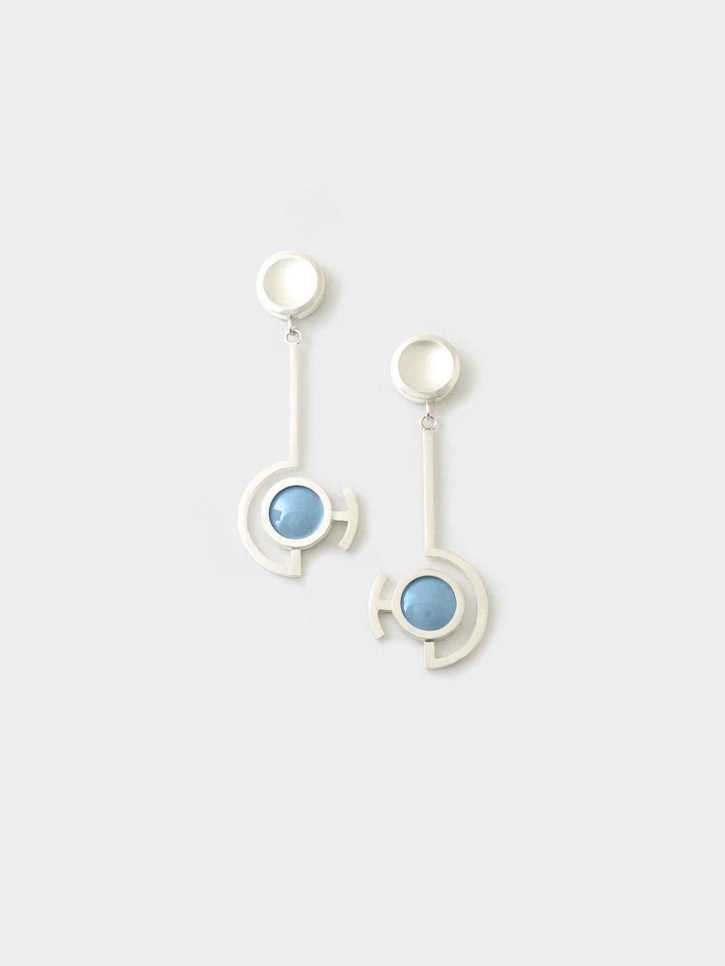 Vitreous Enamel Dangle Earring | Contemporary Earring | Geometric Earring |  Sterling Silver Earring | Modern Atlantic Blue Dainty Earring