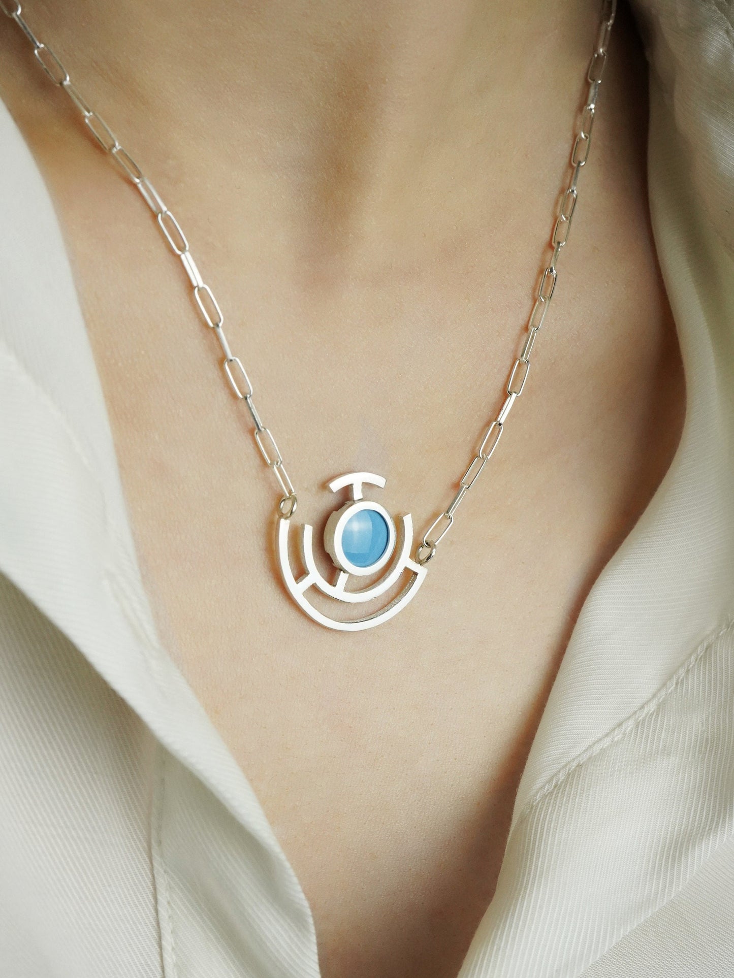 Atlantic Blue Vitreous Enamel Necklace