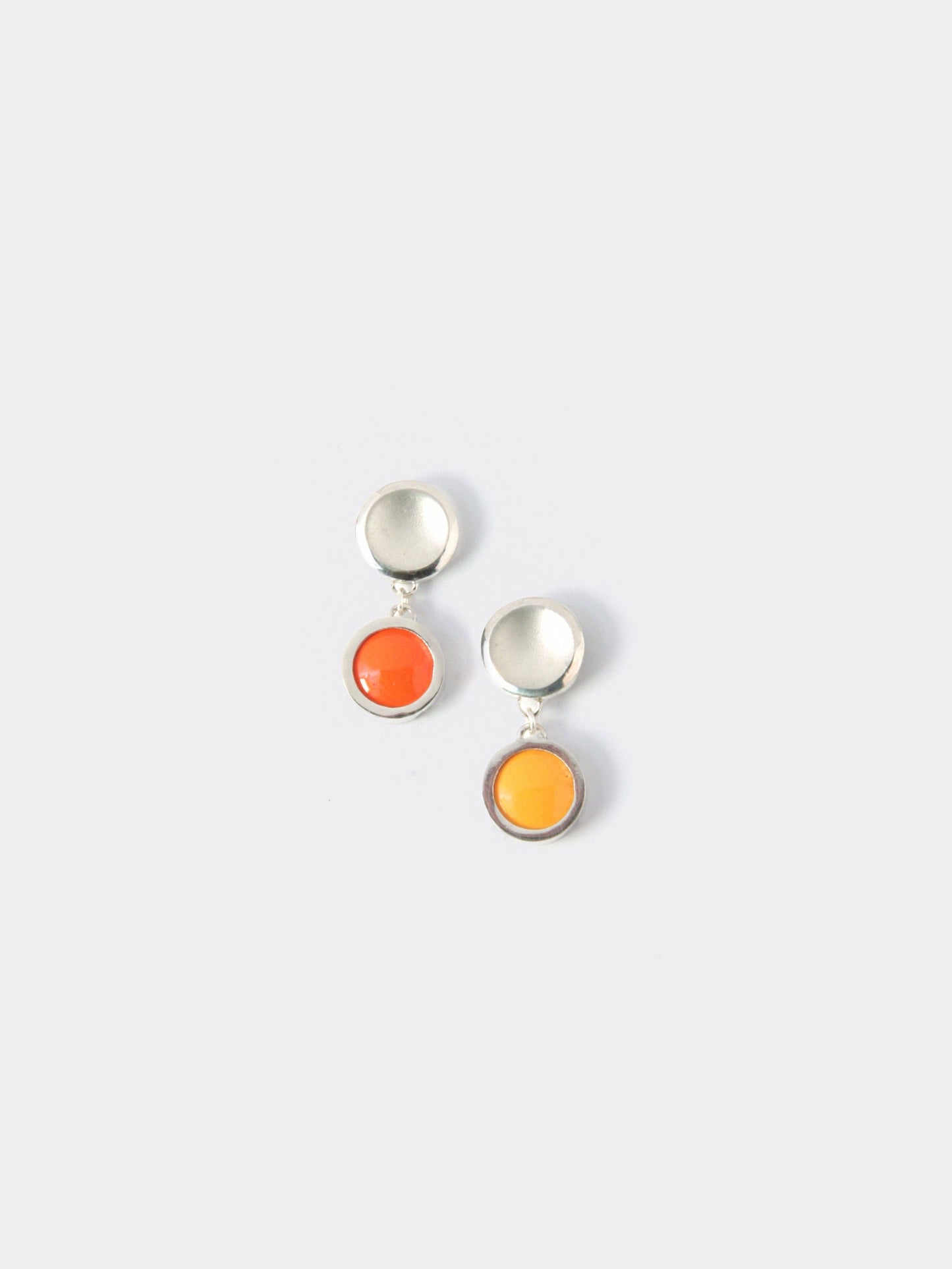 Vitreous Enamel Earring | Everyday Drop Earrings |Sterling Silver Earring  |Orange Dainty Earrings | Asymmetrical Earrings | Minimal Earring