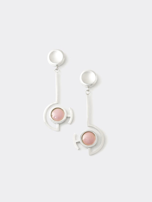 Vitreous Enamel Dangle Earring | Contemporary Earring | Geometric Earring |  Sterling Silver Earring | Modern Pink Dainty Earring