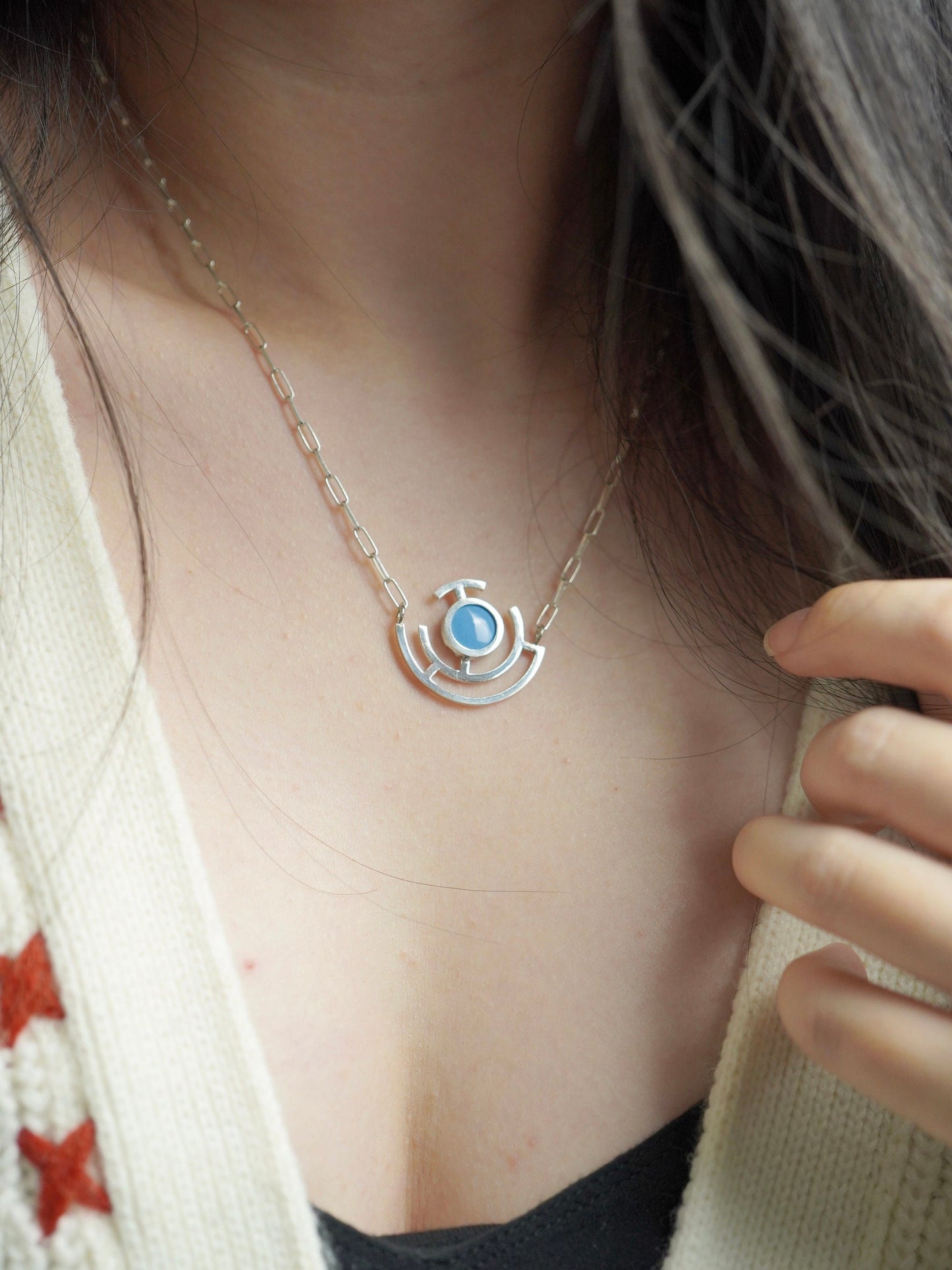 Atlantic Blue Vitreous Enamel Necklace